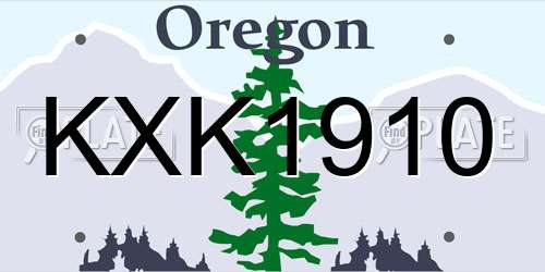 KXK1910 Oregon License Plate