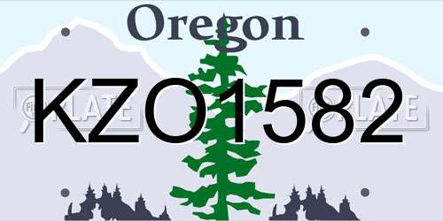 KZO1582 Oregon License Plate