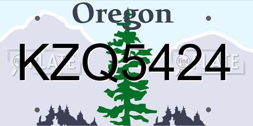 KZQ5424 Oregon License Plate