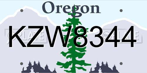 KZW8344 Oregon License Plate