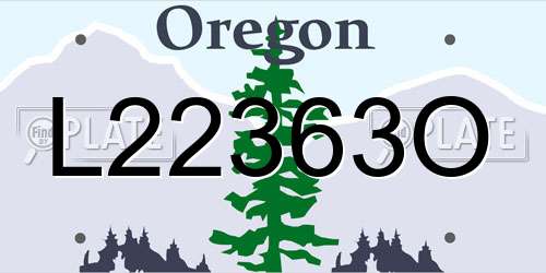 L22363O Oregon License Plate
