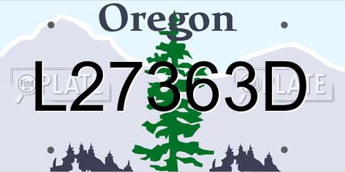 L27363D Oregon License Plate