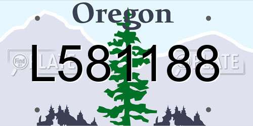 L581188 Oregon License Plate