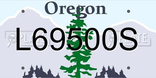 L69500S Oregon License Plate