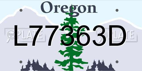 L77363D Oregon License Plate