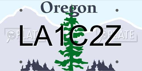 LA1C2Z Oregon License Plate