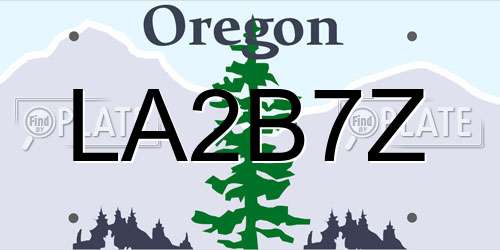LA2B7Z Oregon License Plate