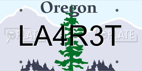 LA4R3T Oregon License Plate