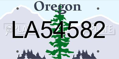 LA54582 Oregon License Plate