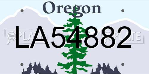 LA54882 Oregon License Plate