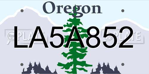LA5A852 Oregon License Plate