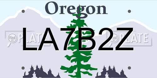 LA7B2Z Oregon License Plate