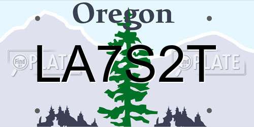 LA7S2T Oregon License Plate