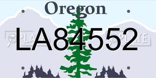 LA84552 Oregon License Plate
