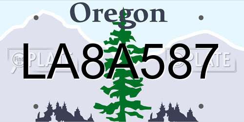 LA8A587 Oregon License Plate