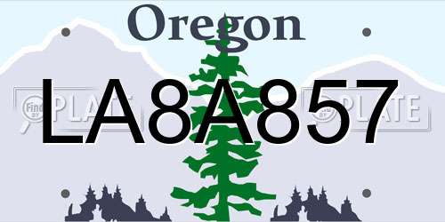 LA8A857 Oregon License Plate
