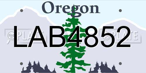 LAB4852 Oregon License Plate