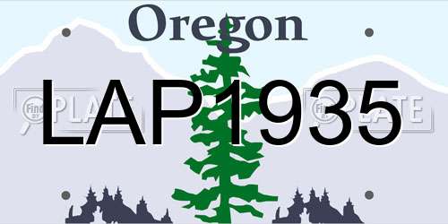 LAP1935 Oregon License Plate