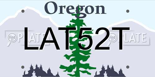 LAT52T Oregon License Plate