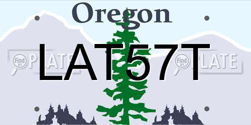 LAT57T Oregon License Plate