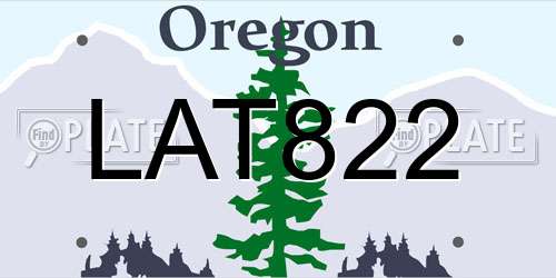 LAT822 Oregon License Plate