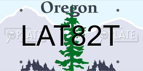 LAT82T Oregon License Plate