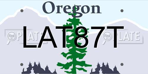 LAT87T Oregon License Plate