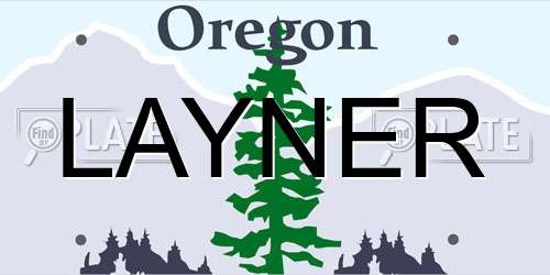 LAYNER Oregon License Plate