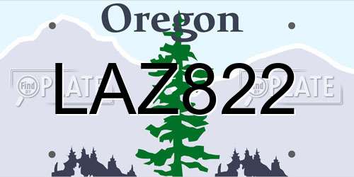 LAZ822 Oregon License Plate