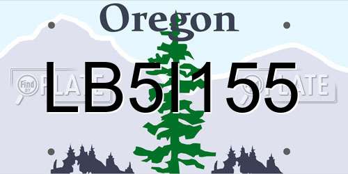 LB5I155 Oregon License Plate