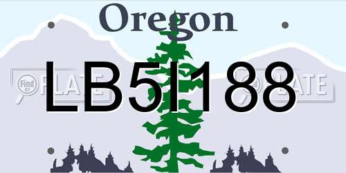 LB5I188 Oregon License Plate