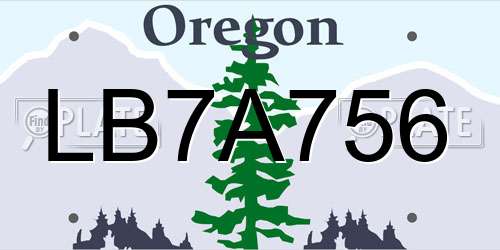 LB7A756 Oregon License Plate