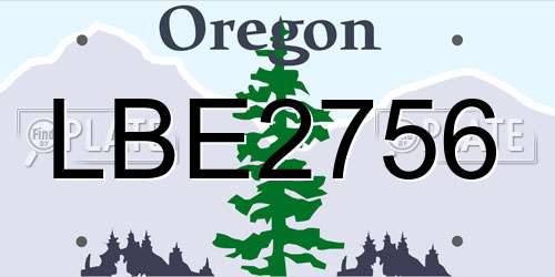 LBE2756 Oregon License Plate