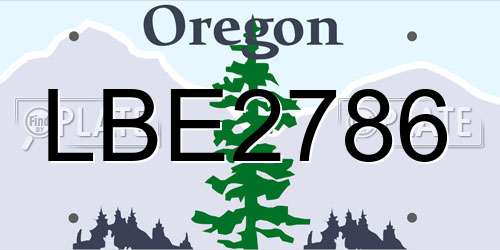LBE2786 Oregon License Plate