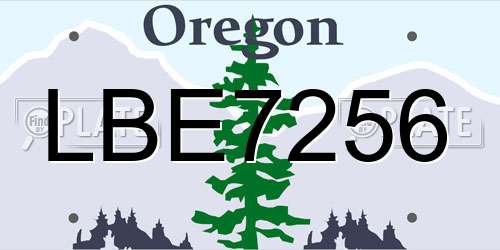 LBE7256 Oregon License Plate