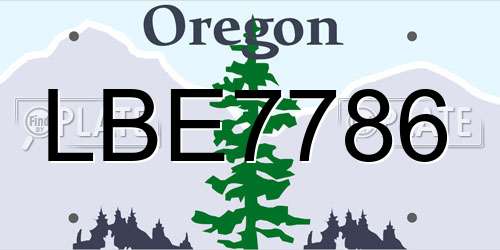 LBE7786 Oregon License Plate