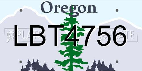 LBT4756 Oregon License Plate