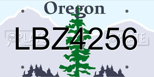 LBZ4256 Oregon License Plate
