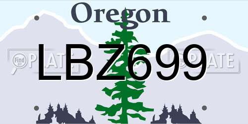 LBZ699 Oregon License Plate
