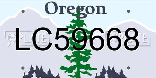 LC59668 Oregon License Plate