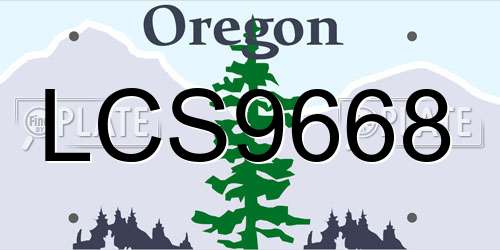 LCS9668 Oregon License Plate