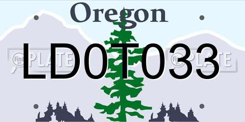 LD0T033 Oregon License Plate