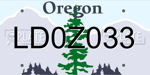 LD0Z033 Oregon License Plate
