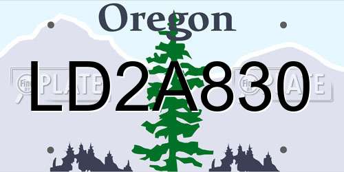 LD2A830 Oregon License Plate