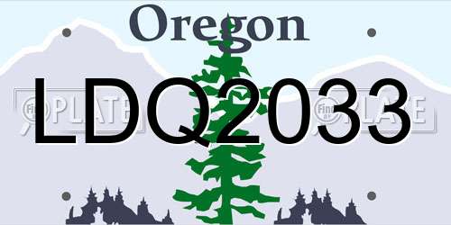 LDQ2033 Oregon License Plate