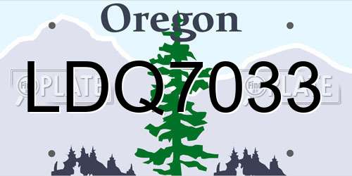 LDQ7033 Oregon License Plate