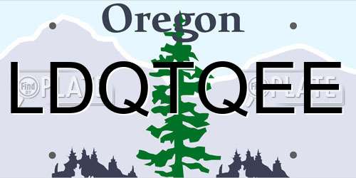 LDQTQEE Oregon License Plate