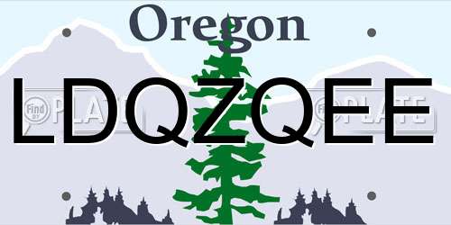 LDQZQEE Oregon License Plate