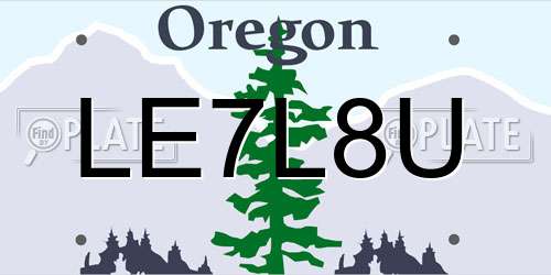 LE7L8U Oregon License Plate