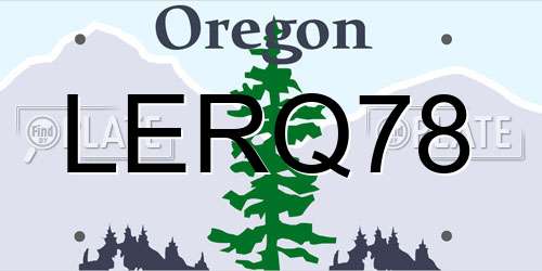 LERQ78 Oregon License Plate